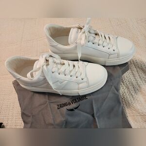Zadig & Voltaire Women's White Leather Low-Top Sneakers New In Box Sz 40/9 $398